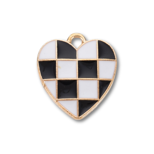 Heart Checkered Gold Charm